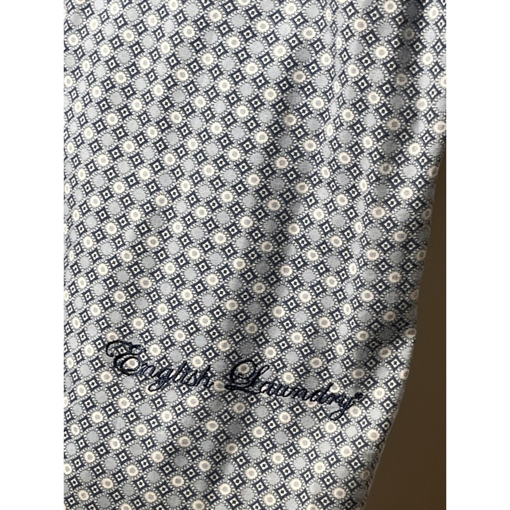English Laundry Men's XL Stretch Shirt Blue Geometric Print Button Down - Picture 5 of 10